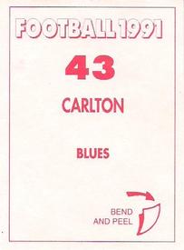 1991 Select AFL Stickers #43 Carlton Blues Back